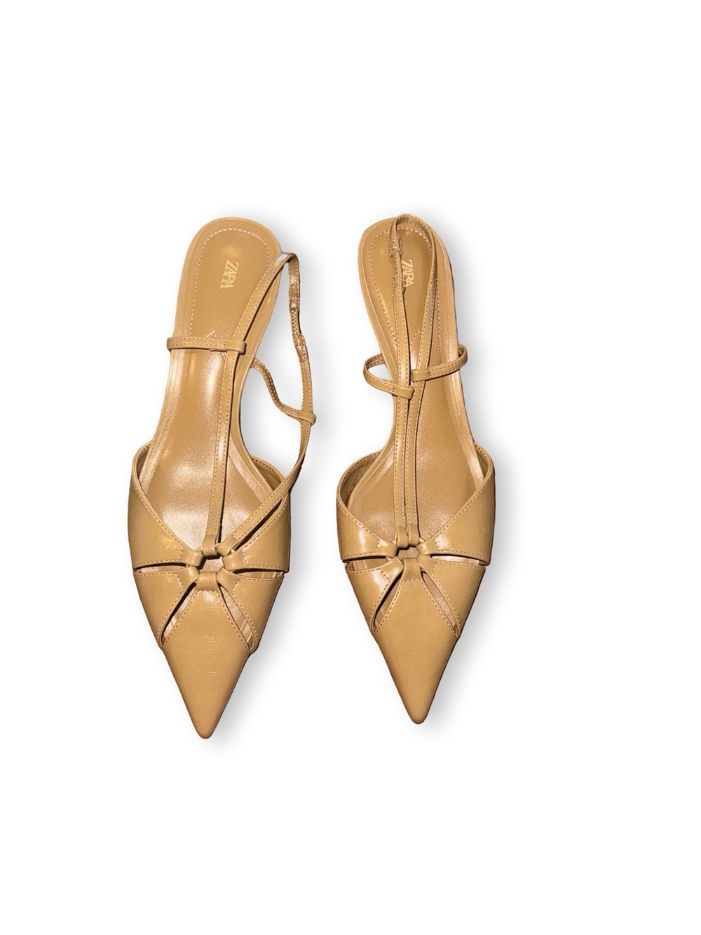 Zara Olive Green Strappy Pointed Slingback Heels - Picture 3 of 6